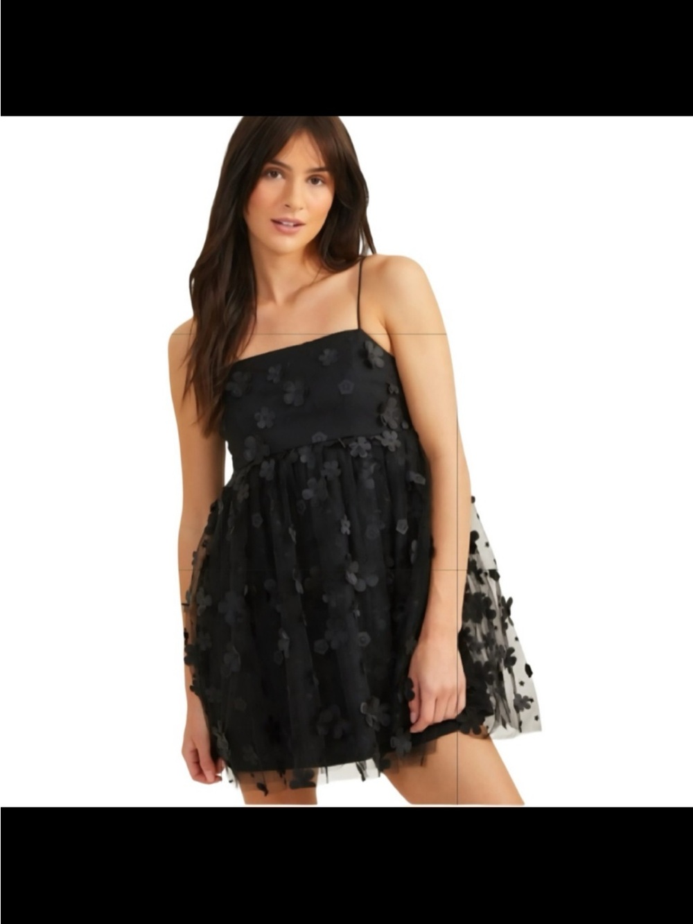 Altar'd State Trixxi Black Aurora
3D Floral Mesh Baby Doll Dress Size Medium